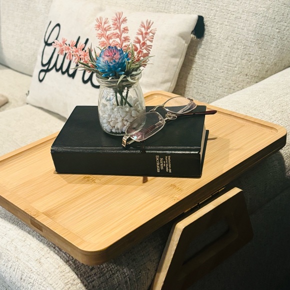 Natural Bamboo Sofa Arm Tray Table - Picture 3 of 8